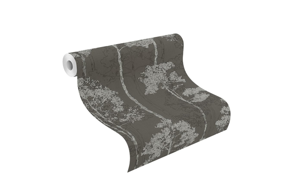 Vlies Tapete Rasch Hyde Park 410839 Bume dunkel braun  silber / grau
