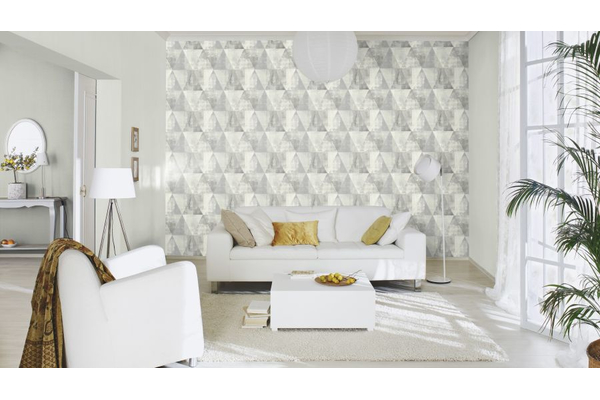 Vlies Tapete Rasch Hyde Park 410945 L Dreieck vintage grau / wei